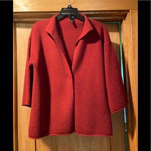 Dark red wool cashmere sweater jacket